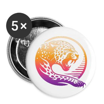Tier Tierarten Kunst Wald Flora - Buttons groß 56 mm (5er Pack) - Weiß - Vorne