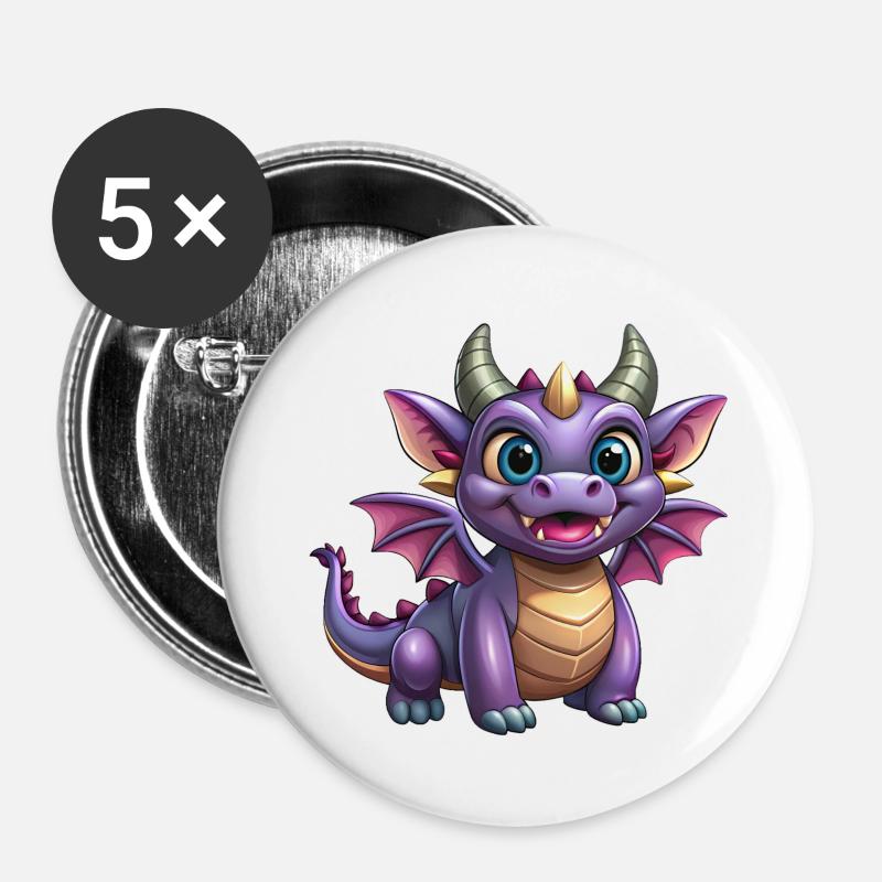 Monster Dragon - Buttons large 2.2''/56 mm (5-pack) - white