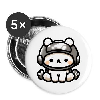 Fun Dog with Helmet - Lot de 5 grands badges (56 mm) - blanc - Devant