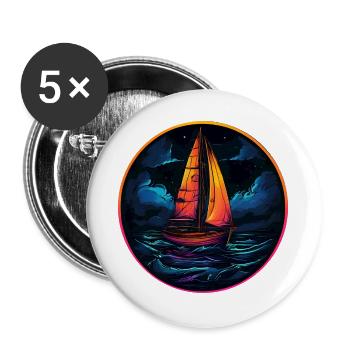 Neonsegler am Abendsee - Buttons groß 56 mm (5er Pack) - Weiß - Vorne
