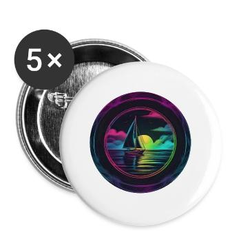 Neonsegler am Abendrot - Buttons groß 56 mm (5er Pack) - Weiß - Vorne