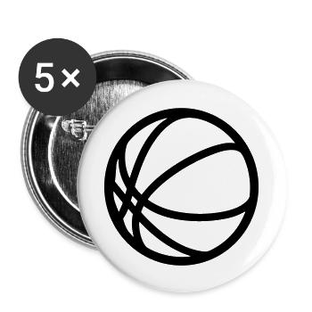 Ballon de basket - Lot de 5 grands badges (56 mm) - blanc - Devant