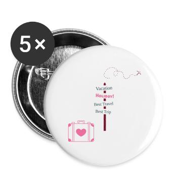 Holiday-Urlaub - Buttons groß 56 mm (5er Pack) - Weiß - Vorne