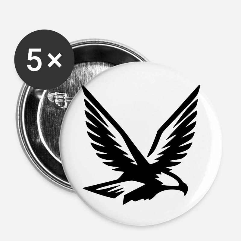 Eagle Falcon Flying Symbol Coat of Arms Vector - Buttons large 2.2''/56 mm (5-pack) - white