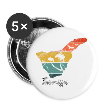 Tenerife map outline Canary Islands holiday vintage - Buttons large 2.2''/56 mm (5-pack) - white - Front