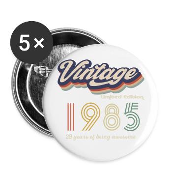 Vintage 1985 Vintage Retro Birthday Gift - Buttons large 2.2''/56 mm (5-pack) - white - Front