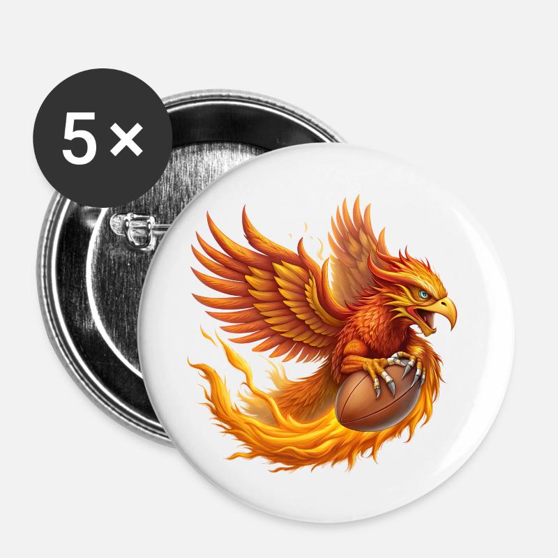 Hyper realistic phoenix striking out soccer ball - Buttons large 2.2''/56 mm (5-pack) - white