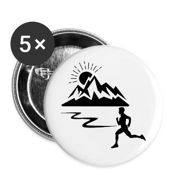 Läufer Mann mit Bergen - Buttons groß 56 mm (5er Pack) - Weiß - Vorne