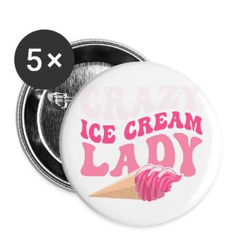 Crazy Ice Cream Lady Summer Scoop Cone - Buttons groß 56 mm (5er Pack) - Weiß - Vorne