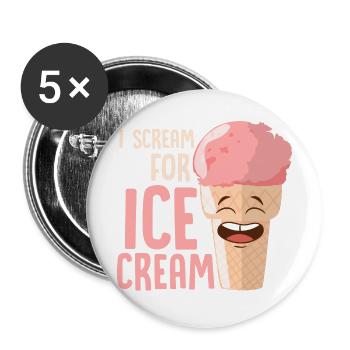 I Scream For Ice Cream Summer Scoop Cone - Buttons groß 56 mm (5er Pack) - Weiß - Vorne