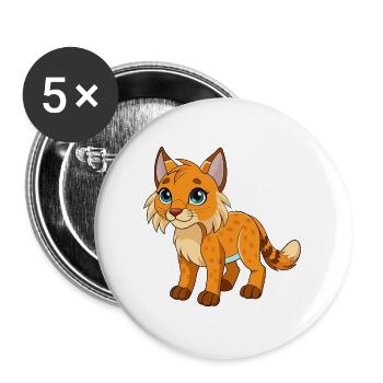 Lynx Cute Mascot Cartoon Character Kawaii - Buttons large 2.2''/56 mm (5-pack) - white - Front