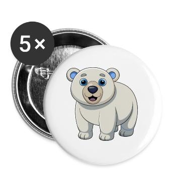Polar Bear Cute Mascot Cartoon Character Kawaii - Buttons large 2.2''/56 mm (5-pack) - white - Front