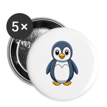 Penguin Cute Mascot Cartoon Character Kawaii - Buttons large 2.2''/56 mm (5-pack) - white - Front