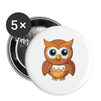 Owl Cute Mascot Cartoon Character Kawaii - Buttons large 2.2''/56 mm (5-pack) - white - Front