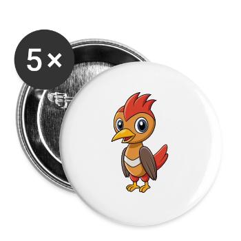 Pic Mignon Mascotte Personnage De Dessin Animé Kawaii - Lot de 5 grands badges (56 mm) - blanc - Devant