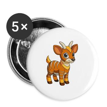 Okapi Cute Mascot Cartoon Character Kawaii - Buttons large 2.2''/56 mm (5-pack) - white - Front