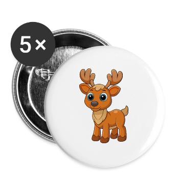 Moose Cute Mascot Cartoon Character Kawaii - Buttons large 2.2''/56 mm (5-pack) - white - Front