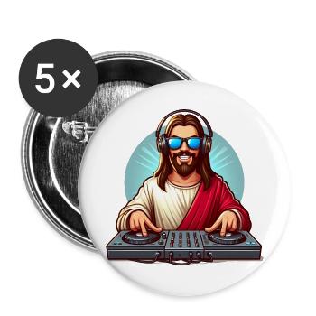 DJ Jésus - Lot de 5 grands badges (56 mm) - blanc - Devant