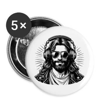 DJ Jésus - Lot de 5 grands badges (56 mm) - blanc - Devant