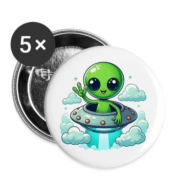 Alien Shows Peace - Buttons large 2.2''/56 mm (5-pack) - white - Front