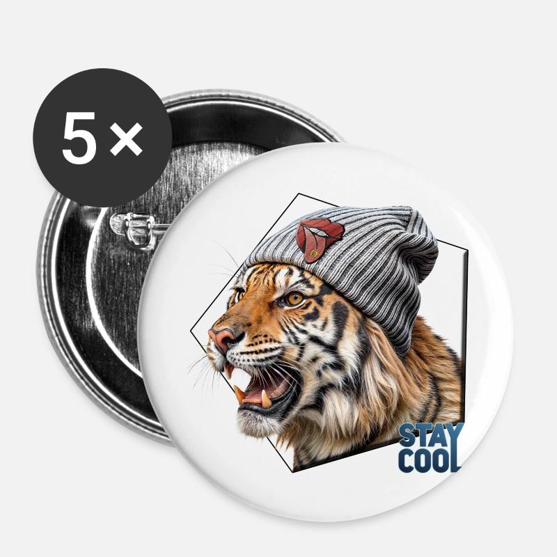 Chilled Out Stripes - Buttons large 2.2''/56 mm (5-pack) - white