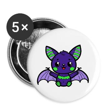 Chauve-souris - Lot de 5 grands badges (56 mm) - blanc - Devant