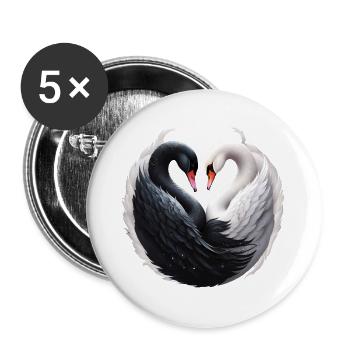 Des cygnes élégants formant un cœur ensemble. - Lot de 5 grands badges (56 mm) - blanc - Devant
