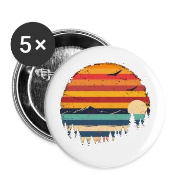 Coucher de soleil Forêt Montagne Extérieur Rétro Années 80 Vintage 3 - Lot de 5 grands badges (56 mm) - blanc - Devant