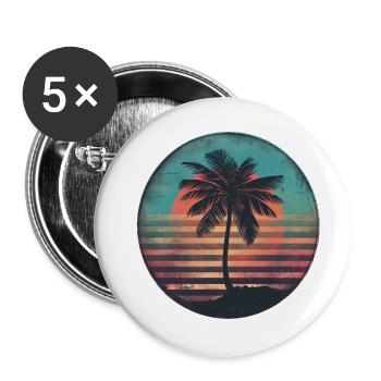 Sunset Palms Silhouette Rétro Années 80 Vintage2 - Lot de 5 grands badges (56 mm) - blanc - Devant