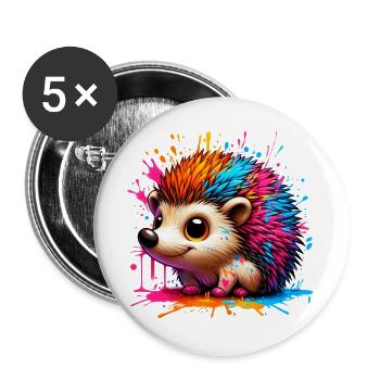 Hérisson - Lot de 5 grands badges (56 mm) - blanc - Devant