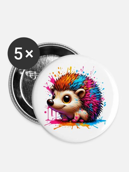 Igel - Buttons groß 56 mm (5er Pack) - Weiß