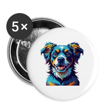 Alano Espanol Dog Breed Colorful Cartoon Kawaii - Buttons large 2.2''/56 mm (5-pack) - white - Front