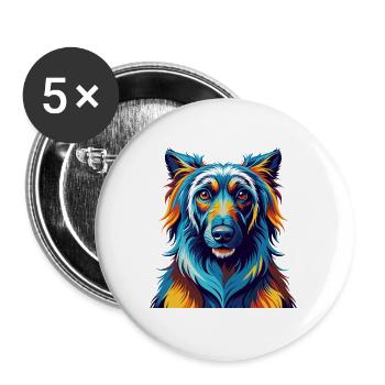 Race de chien Kuchi afghan Dessin animé coloré Kawaii - Lot de 5 grands badges (56 mm) - blanc - Devant