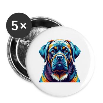 Alpine Mastiff Hunderasse Bunte Karikatur Kawaii - Buttons groß 56 mm (5er Pack) - Weiß - Vorne