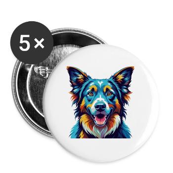Berger Basque Chien Race Coloré Dessin Animé Kawaii - Lot de 5 grands badges (56 mm) - blanc - Devant