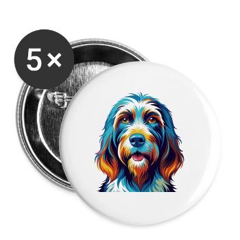 Basset Griffon Vendeen Hunderasse Karikatur Kawaii - Buttons groß 56 mm (5er Pack) - Weiß - Vorne