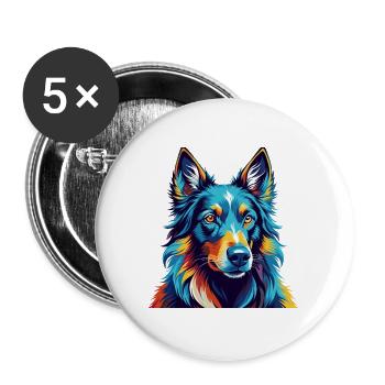 Belge Groenendael Race Chien Dessin Animé Kawaii - Lot de 5 grands badges (56 mm) - blanc - Devant
