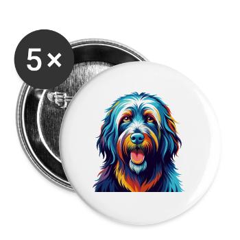 Bergamasker Hunderasse Bunte Karikatur Kawaii - Buttons groß 56 mm (5er Pack) - Weiß - Vorne