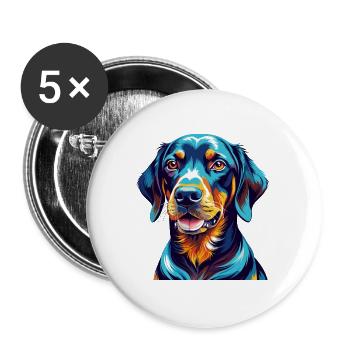 Schwarz Und Tan Coonhound Hunderasse Karikatur Kawaii - Buttons groß 56 mm (5er Pack) - Weiß - Vorne