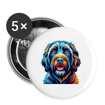 Black Russian Terrier Dog Breed Cartoon Kawaii - Buttons large 2.2''/56 mm (5-pack) - white - Front