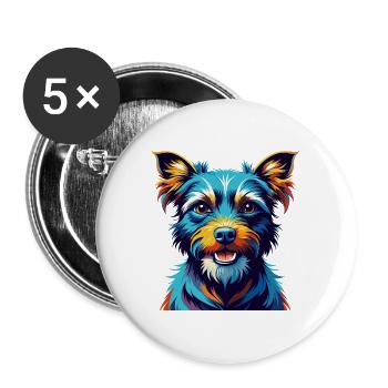 Blue Paul Terrier Chien Race Dessin animé Kawaii - Lot de 5 grands badges (56 mm) - blanc - Devant