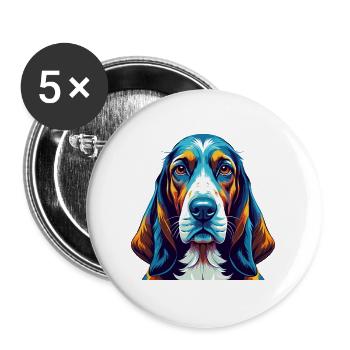 Basset Artésien, Normand, Race de chien, Dessin animé, Kawaii - Lot de 5 grands badges (56 mm) - blanc - Devant