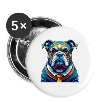 Bouledogue race coloré aquarelle dessin animé Kawaii - Lot de 5 grands badges (56 mm) - blanc - Devant