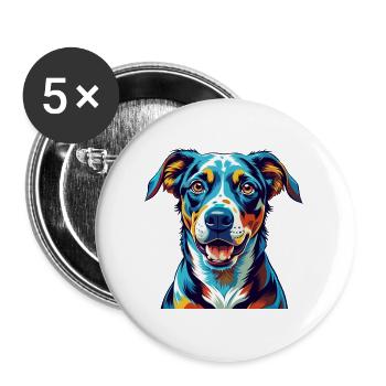 Catahoula Cur Dog Breed Colorful Cartoon Kawaii - Buttons large 2.2''/56 mm (5-pack) - white - Front