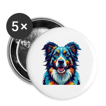 Karpaten Schäferhund Hunderasse Karikatur Kawaii - Buttons groß 56 mm (5er Pack) - Weiß - Vorne