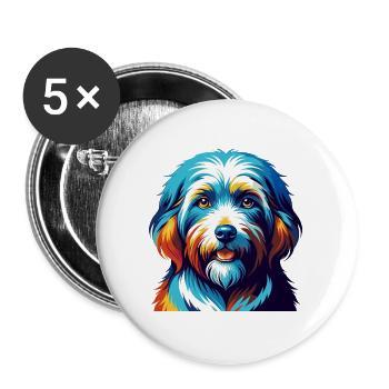 Coton De Tulear Chien Race Coloré Dessin Animé Kawaii - Lot de 5 grands badges (56 mm) - blanc - Devant