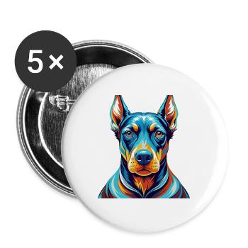 Doberman Chien Race Coloré Dessin Animé Kawaii - Lot de 5 grands badges (56 mm) - blanc - Devant