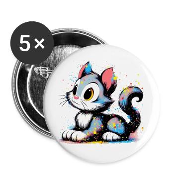 Cat - Buttons large 2.2''/56 mm (5-pack) - white - Front
