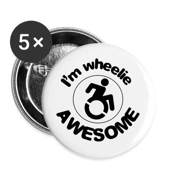 Ich bin großartig in meinem Rollstuhl # - Buttons groß 56 mm (5er Pack) - Weiß - Vorne