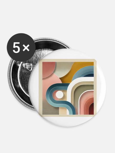 Pastell Sinfonie - Abstraktes Gemälde - Buttons groß 56 mm (5er Pack) - Weiß